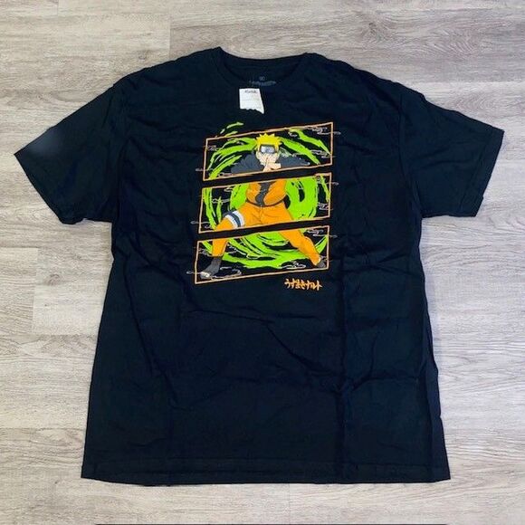NWT Naruto Shippuden Uzumaki Mens Black XL T Shirt Anime - Picture 1 of 3